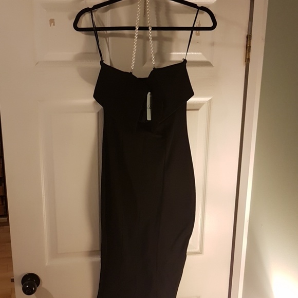 Symphony Black Dress with Pearl Straps - Picture 2 of 2